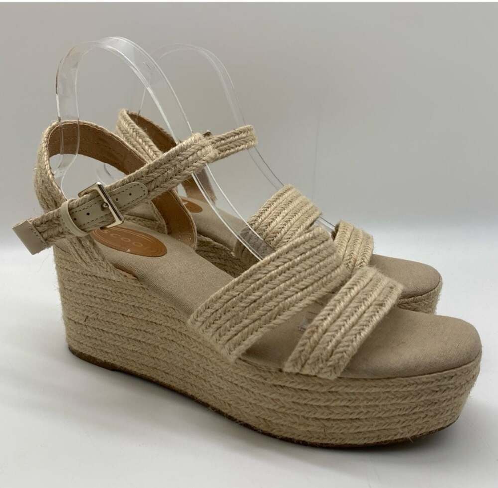 Scoop Jute Espadrille Double Strap Platform Wedge Sandals Size 10